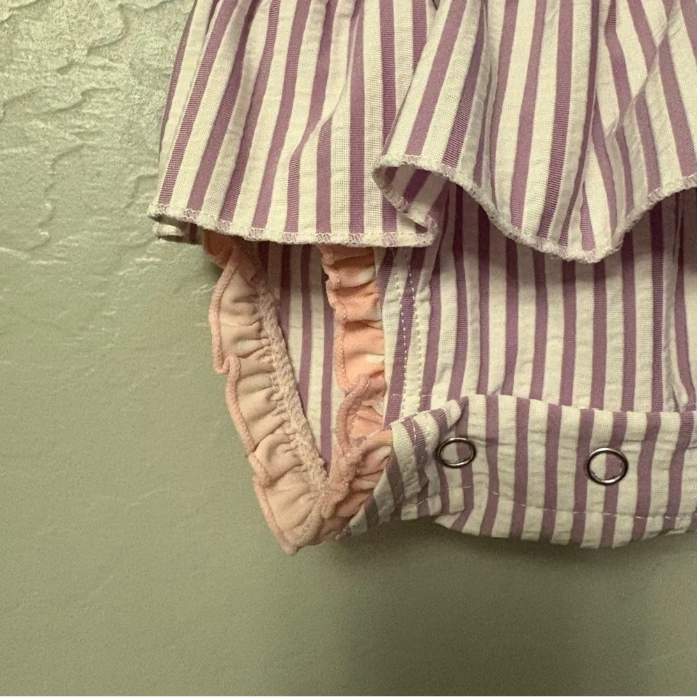 ⭐️Ruffle Butts purple white and pink peplum short sleeve swimsuit 3-6 months